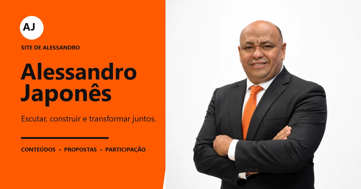Identidade visual do site de Alessandro Japonês com seu retrato oficial