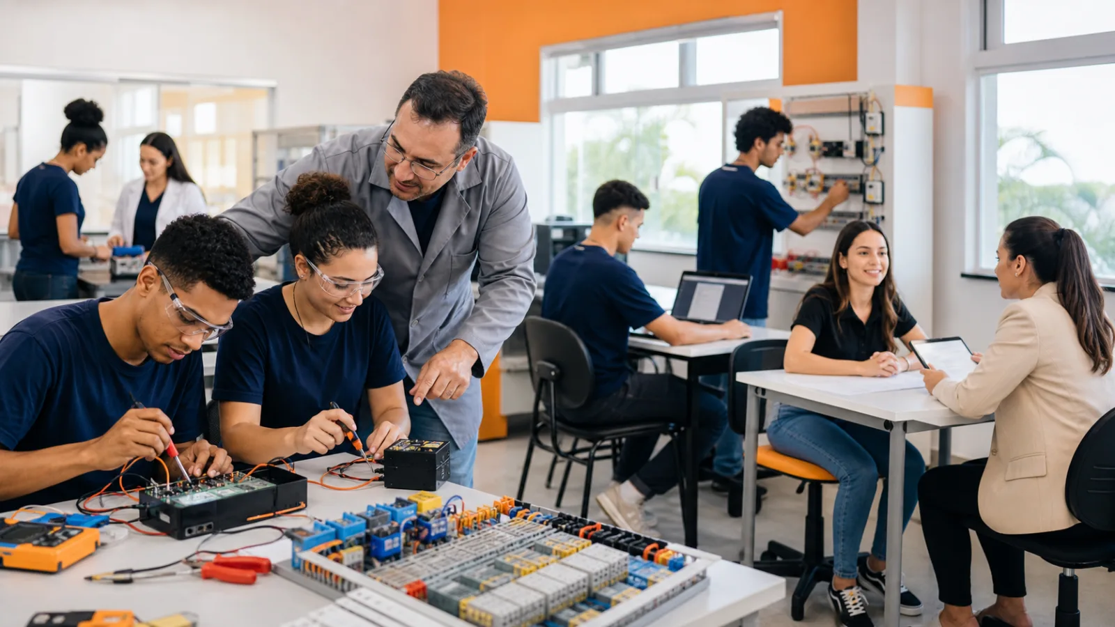 Imagem editorial ilustrativa de educação técnica e tecnologia