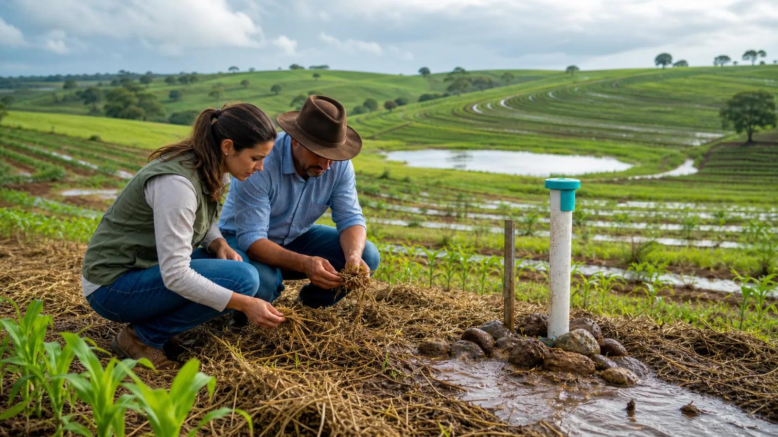 Imagem editorial ilustrativa de produção agrícola e sementes
